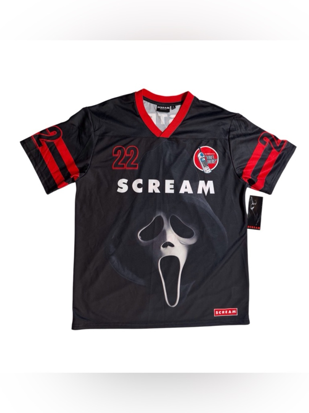 Scream Ghostface Short Sleeve Front Back Graphic Soccer Jersey Men's size M
